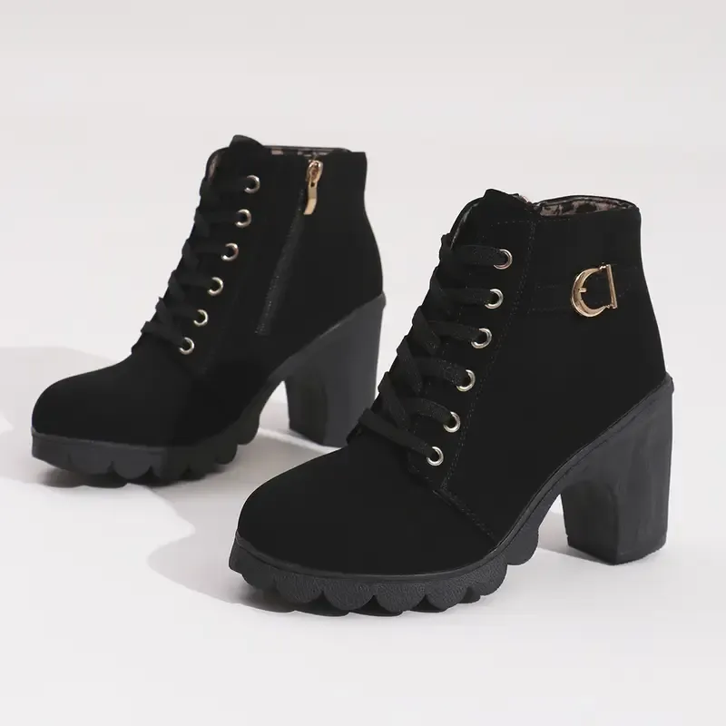 Women's High Heel Short Boots with Side Zipper-Buy 2 Free Shipping