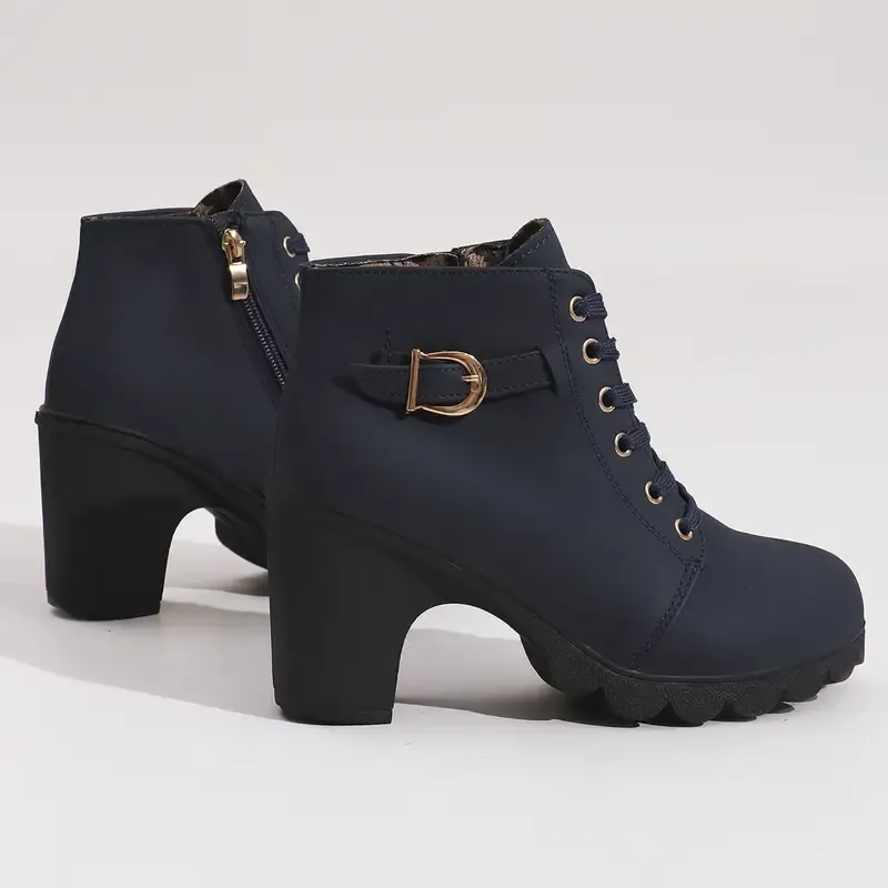 Women's High Heel Short Boots with Side Zipper-Buy 2 Free Shipping