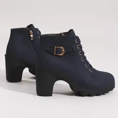 Women's High Heel Short Boots with Side Zipper-Buy 2 Free Shipping