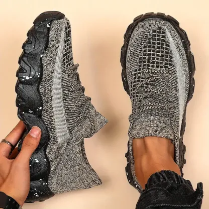 Men's knitted breathable and comfortable non-slip lace-up sneakers