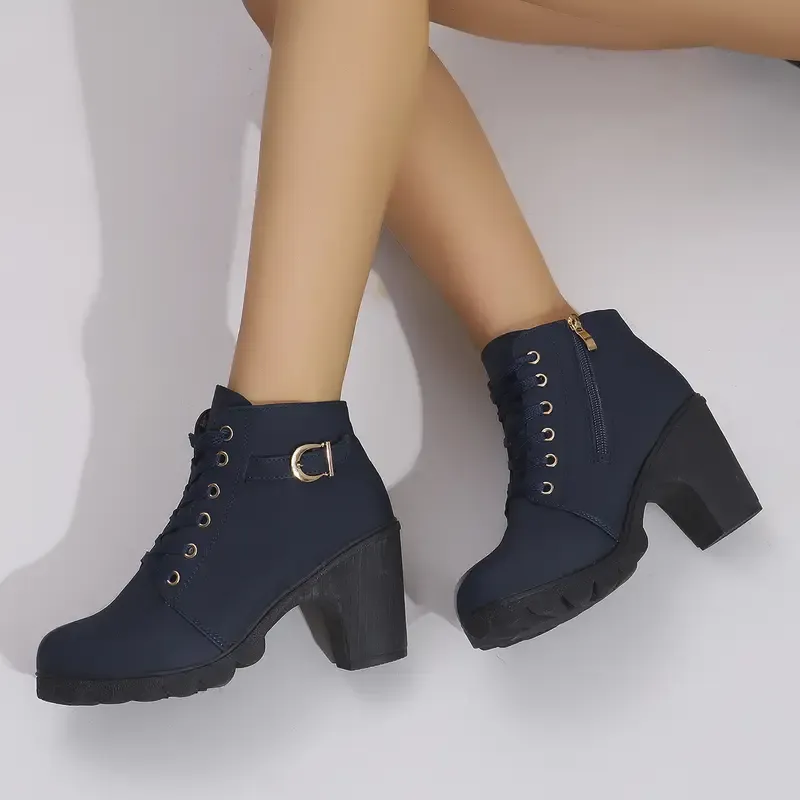 Women's High Heel Short Boots with Side Zipper-Buy 2 Free Shipping