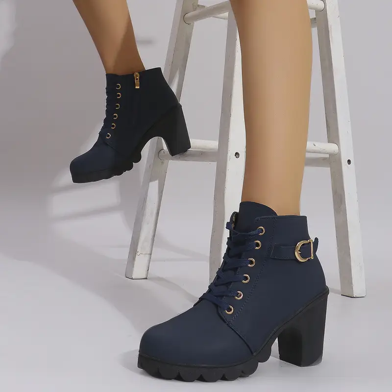 Women's High Heel Short Boots with Side Zipper-Buy 2 Free Shipping