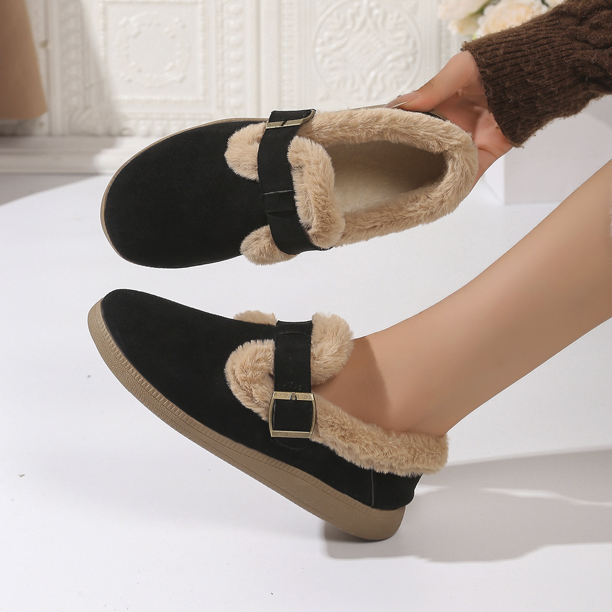 Women's Plush Round Toe Slip-On Flats