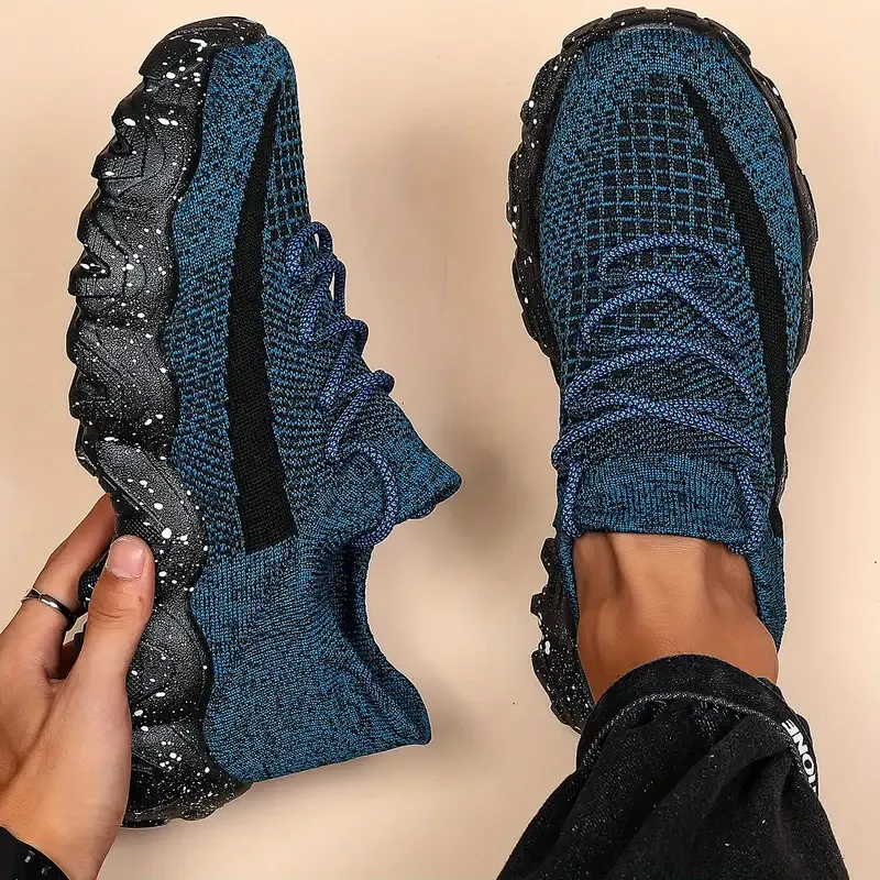 Men's knitted breathable and comfortable non-slip lace-up sneakers