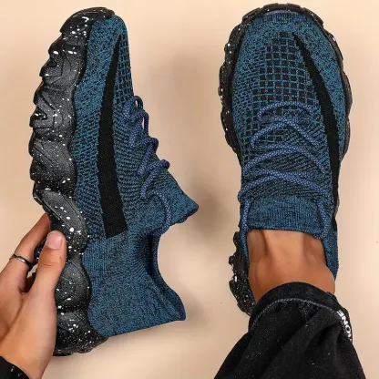 Men's knitted breathable and comfortable non-slip lace-up sneakers