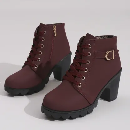 Women's High Heel Short Boots with Side Zipper-Buy 2 Free Shipping