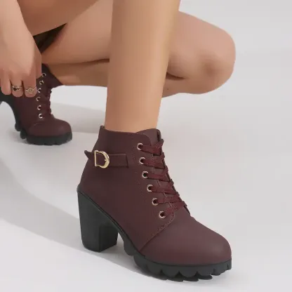 Women's High Heel Short Boots with Side Zipper-Buy 2 Free Shipping