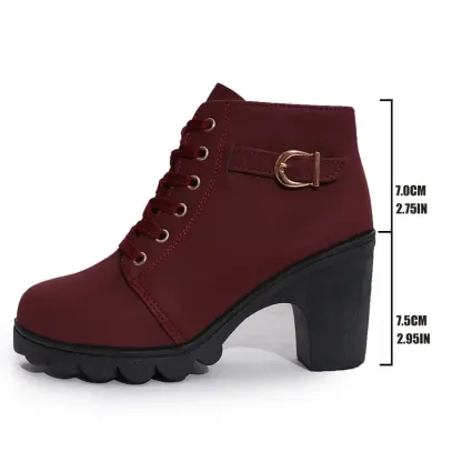 Women's High Heel Short Boots with Side Zipper-Buy 2 Free Shipping