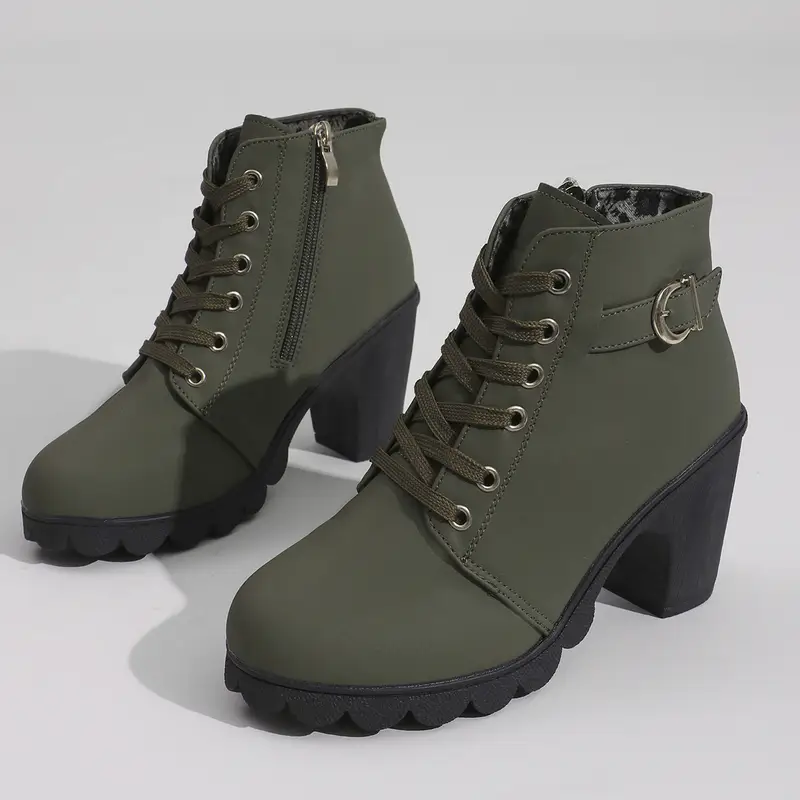 Women's High Heel Short Boots with Side Zipper-Buy 2 Free Shipping