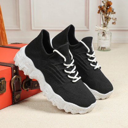 Women's knitted breathable and non-slip height increasing(1.96in) sneakers 