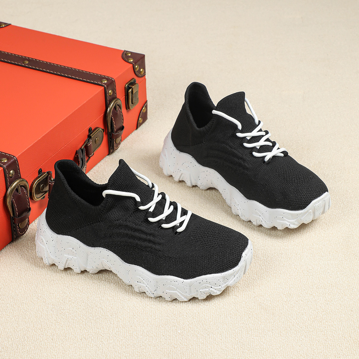 Women's knitted breathable and non-slip height increasing(1.96in) sneakers 