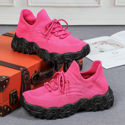 Women's knitted breathable and non-slip height increasing(1.96in) sneakers 