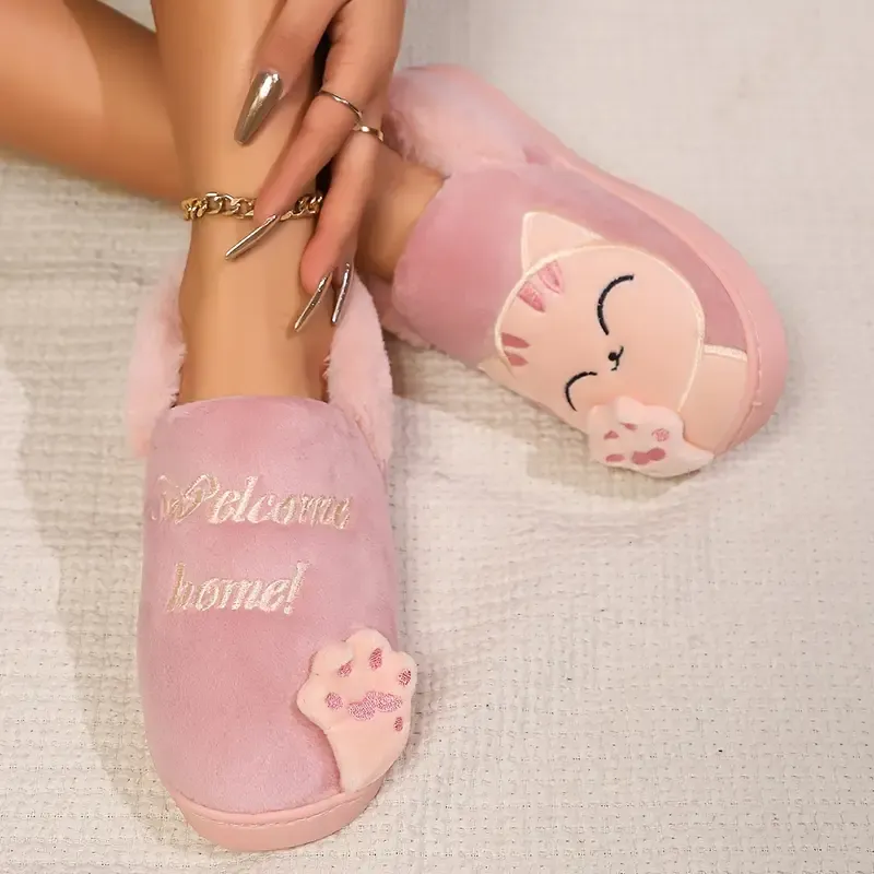 Women's cartoon lucky cat warm cotton shoes