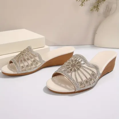 🔥Women's Mesh Hollow Rhinestone Arch Support Wedge Sandals