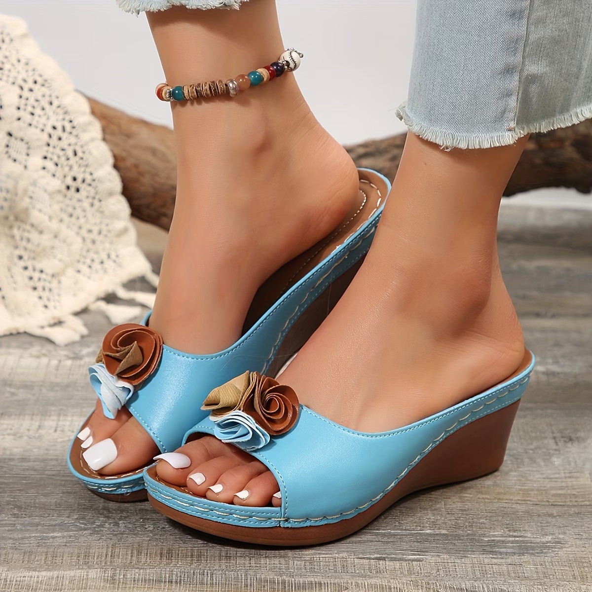 🔥Best Seller-Last Day Sale 60% OFF🔥Women's floral platform wedge sandals