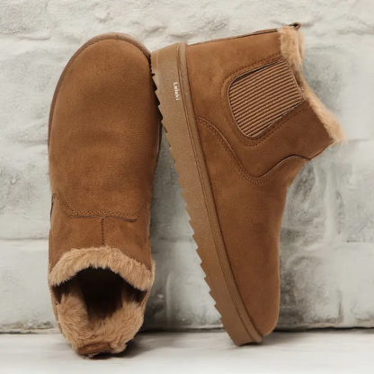 🔥 Order Today & Receive 49% OFF  Comfortable Round Toe Fluffy Lined Slip-On Ankle Winter Short Boots