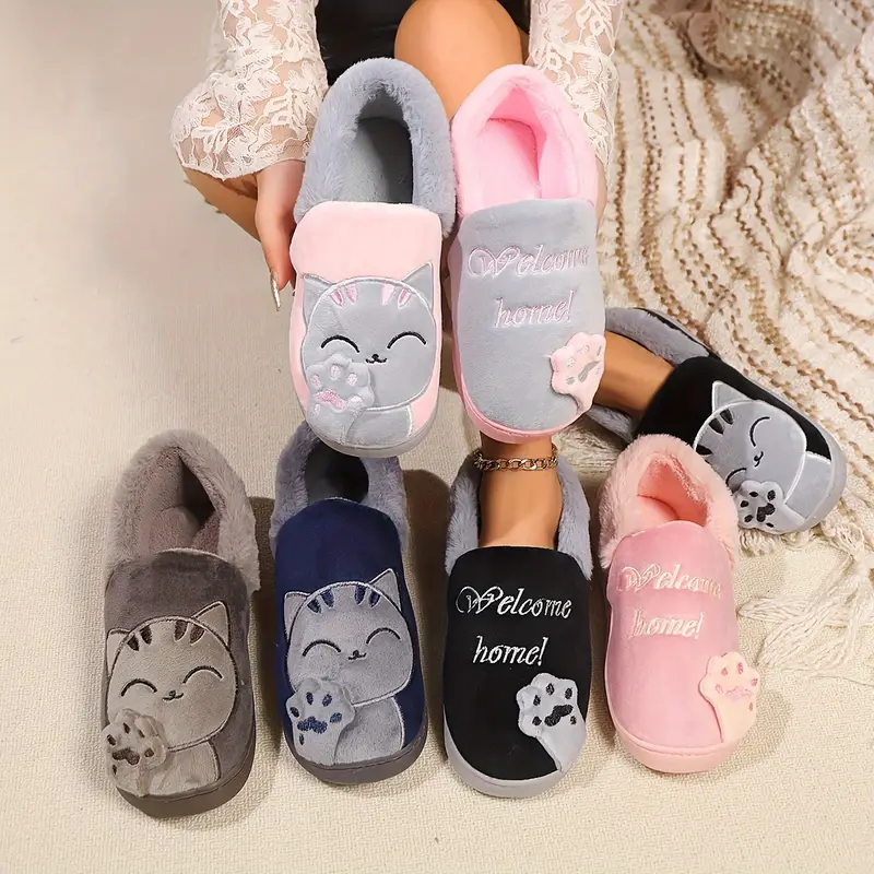 Women's cartoon lucky cat warm cotton shoes