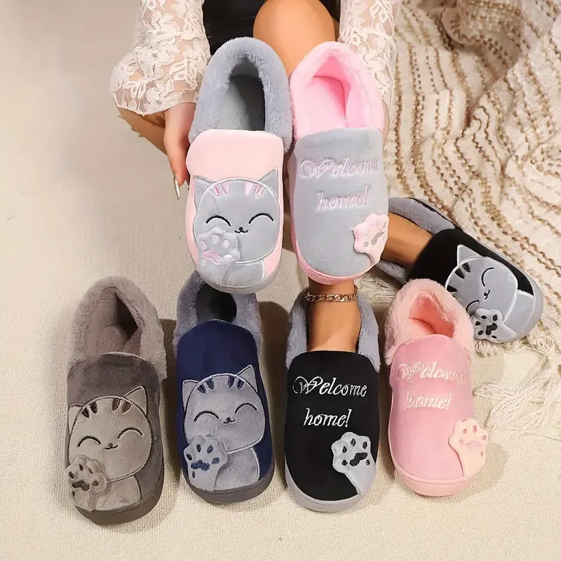 Women's cartoon lucky cat warm cotton shoes