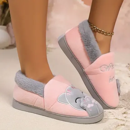 Women's cartoon lucky cat warm cotton shoes
