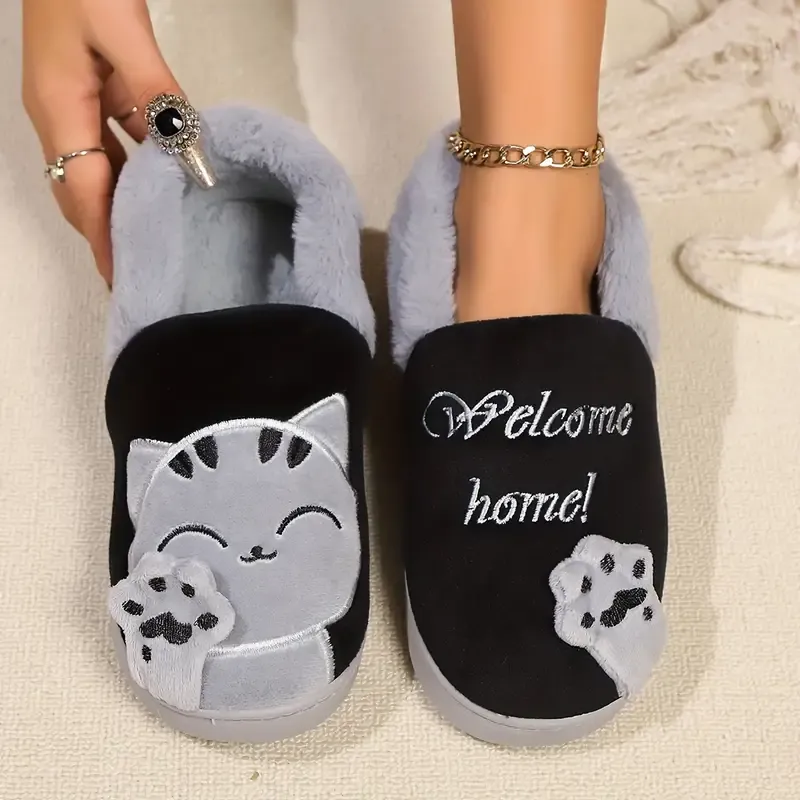 Women's cartoon lucky cat warm cotton shoes