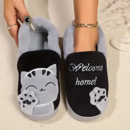 Women's cartoon lucky cat warm cotton shoes