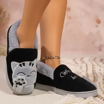 Women's cartoon lucky cat warm cotton shoes