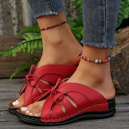 Women's Bowknot Arch Support Wedge Sandals