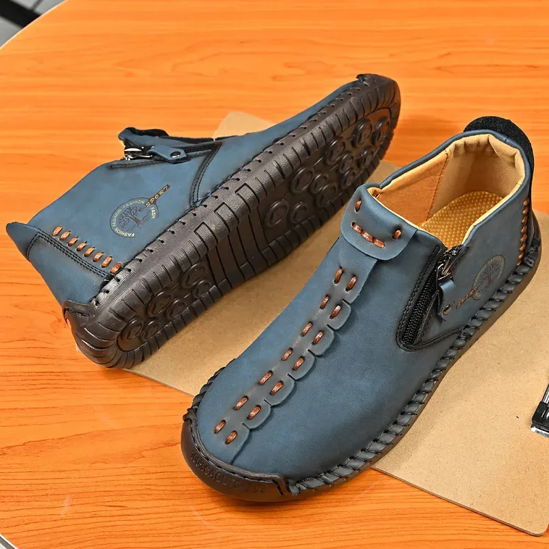 🚶‍♀️ !!!⏱️Clearance!!✨Men's/Women's Casual Fashion Non-slip Leather Slip-on Boots