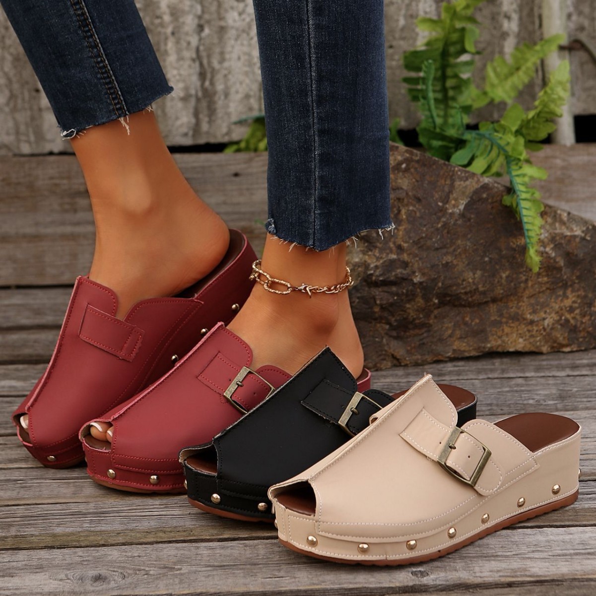🔥Last Day 60% OFF - Orthopedic Thick sole Wedge Sandals  ( Buy 2 Free Shipping )