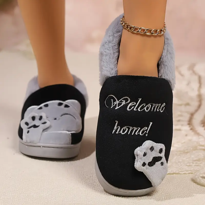 Women's cartoon lucky cat warm cotton shoes