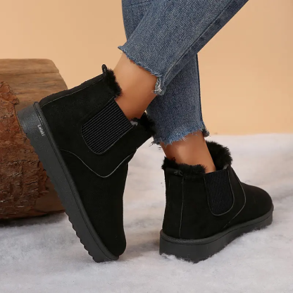 🔥 Order Today & Receive 49% OFF  Comfortable Round Toe Fluffy Lined Slip-On Ankle Winter Short Boots