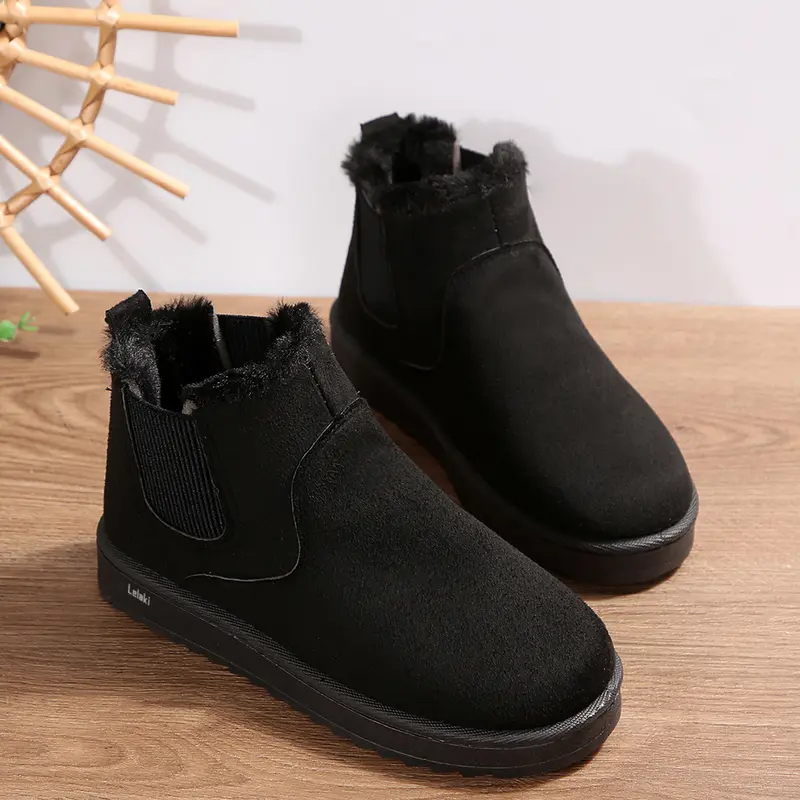 🔥 Order Today & Receive 49% OFF  Comfortable Round Toe Fluffy Lined Slip-On Ankle Winter Short Boots