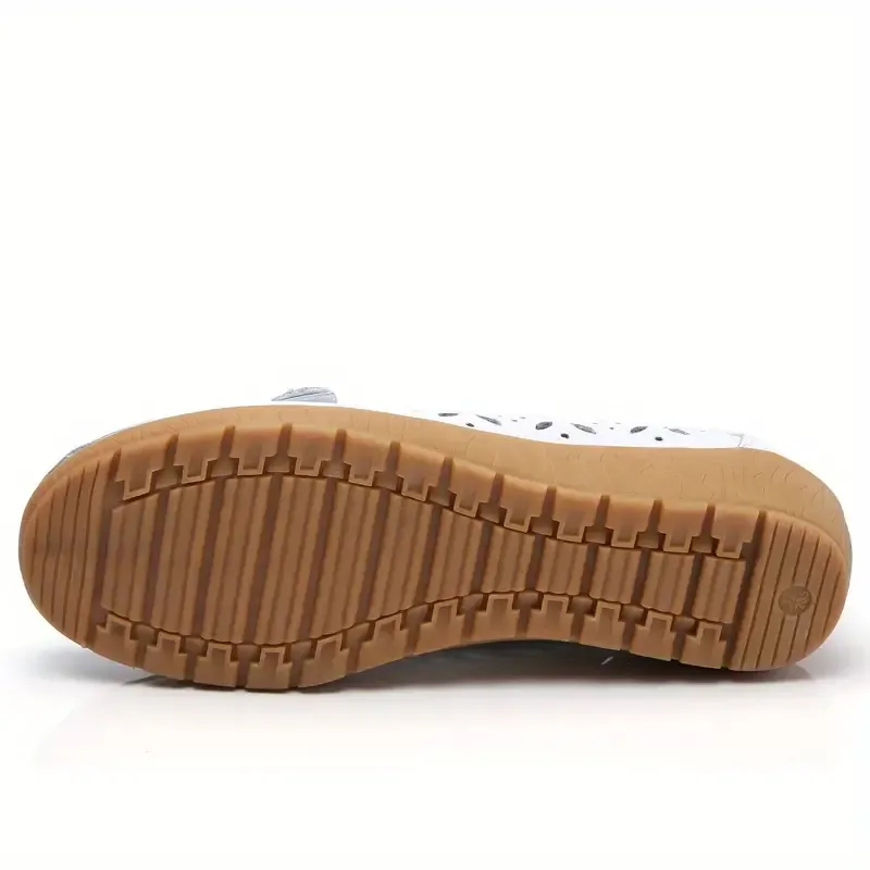 Women's Hollow Out Design Leather Wedge Heeled Slip-on Sandals- Buy 2 Free Shipping