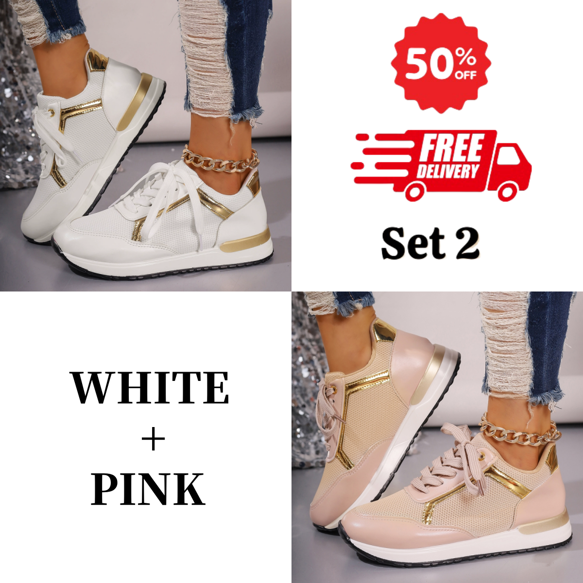 🔥2025 New Ladies Lace Up Orthopedic Sneakers