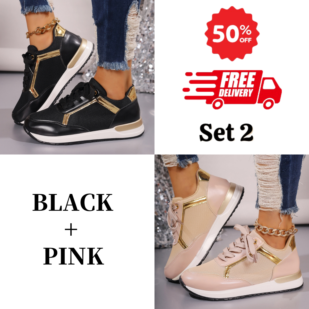 🔥2025 New Ladies Lace Up Orthopedic Sneakers