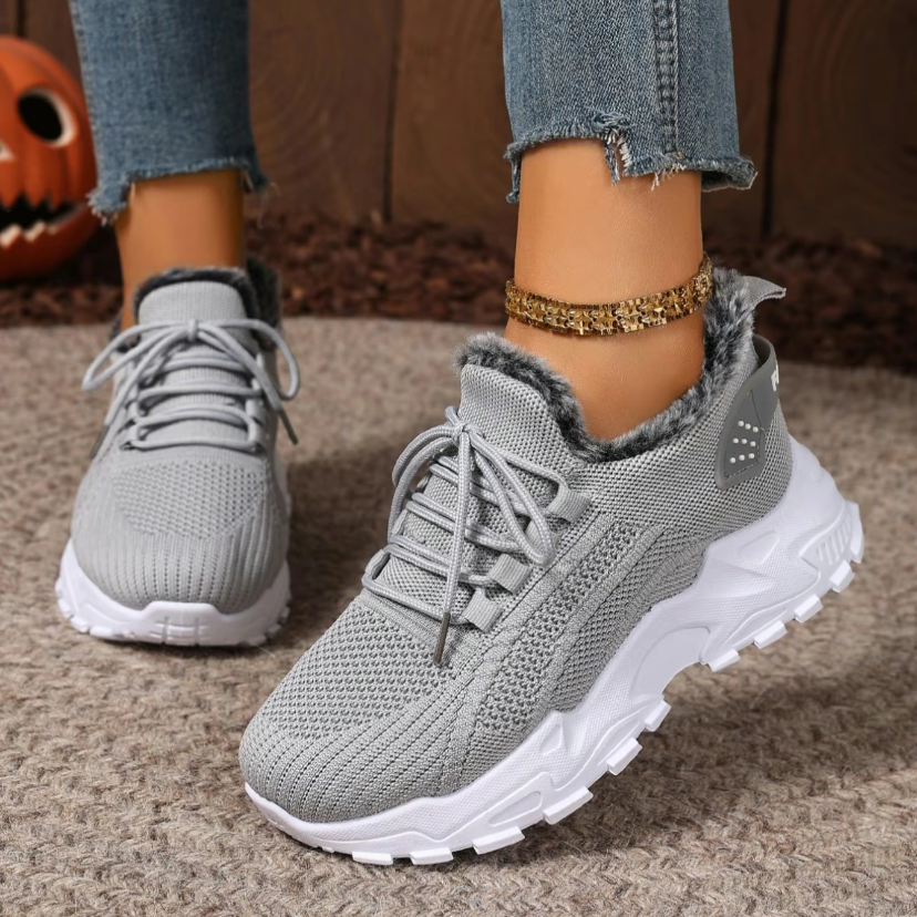 Women's plush cotton sneakers