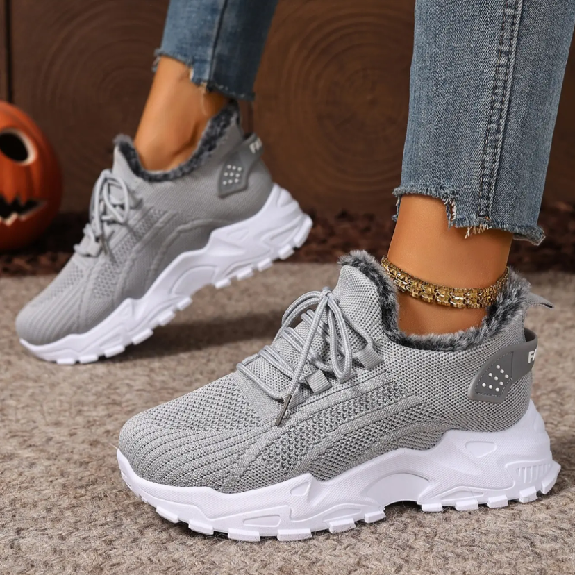 Women's plush cotton sneakers