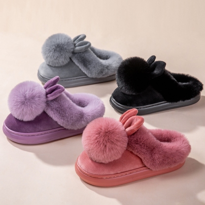 Women's plush warm rabbit slippers