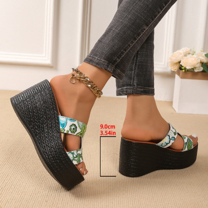 📢🔥Women's thick-soled wedge high-heeled slippers