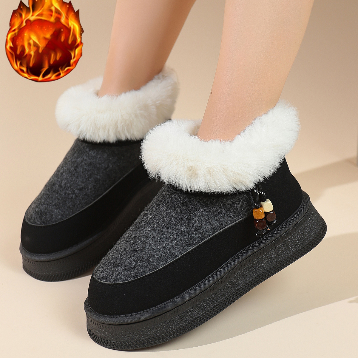 Women's thick-soled velvet cotton shoes
