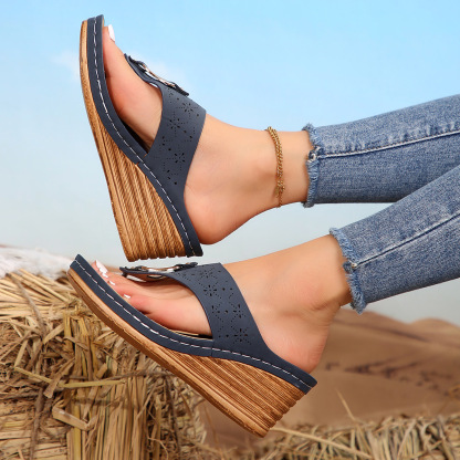 🔥2025 Summer Imitation Wood Wedge Thick-soled Casual Flip Flop - Buy 2 get free shipping