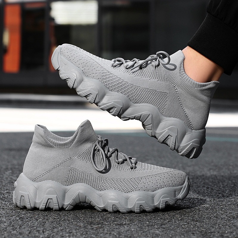 Men's knitted breathable and comfortable non-slip lace-up sneakers