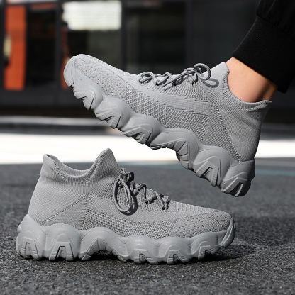 Men's knitted breathable and comfortable non-slip lace-up sneakers