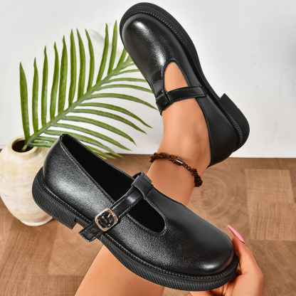Women's Adjustable Buckle Platform/Flat leather shoes