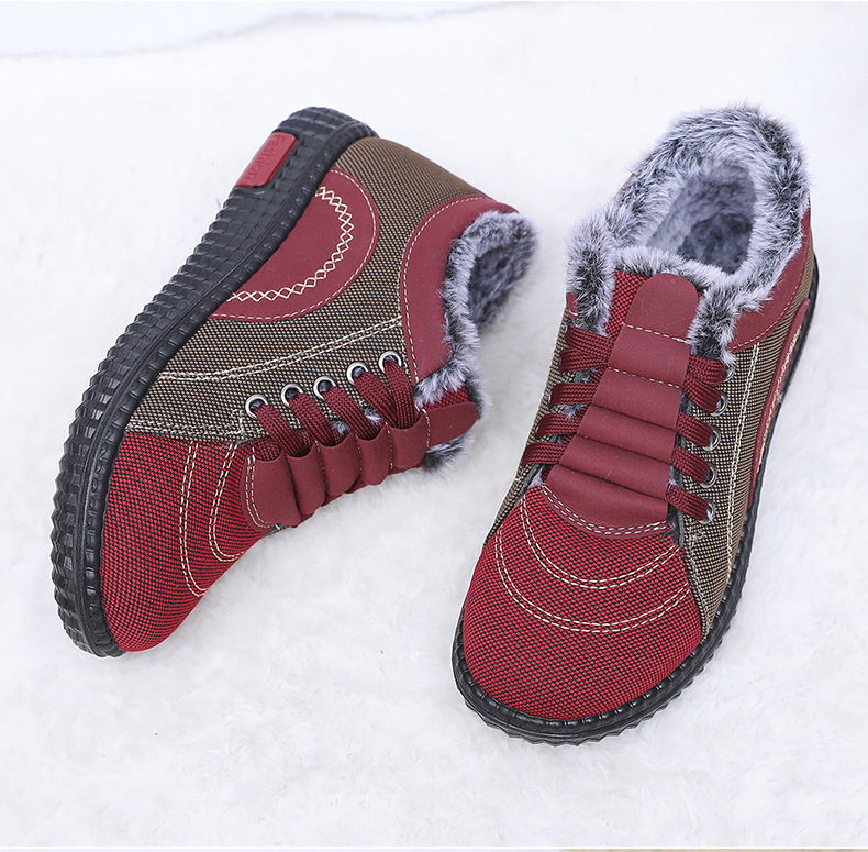 Women's winter fleece-lined warm non-slip soft-soled cotton shoes