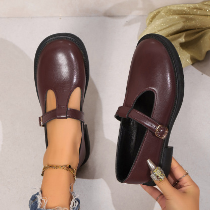 Women's Adjustable Buckle Platform/Flat leather shoes