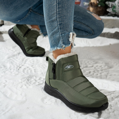Women's Winter Boots - Waterproof, Warm, Side Zipper, Round Toe