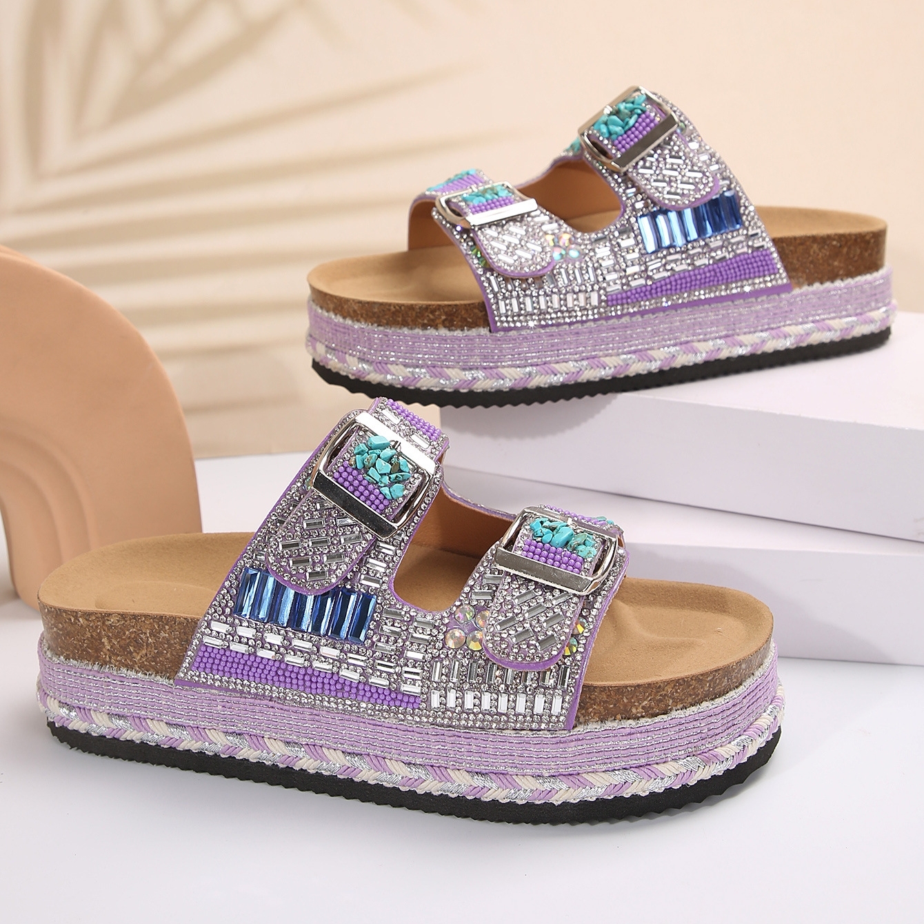 🔥Women's new summer thick-soled cork slippers