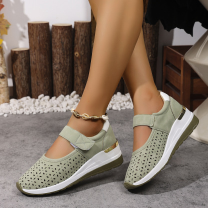🔥Women's Summer Breathable Lightweight Adjustable Velcro Wedge Heel Sneakers