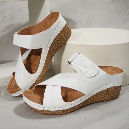 🔥HOT SALE🔥Women's Adjustable Velcro Non-Slip Thick Sole Wedge Sandals - Buy 2 get free shipping